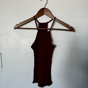 Burgundy High Neck Tank